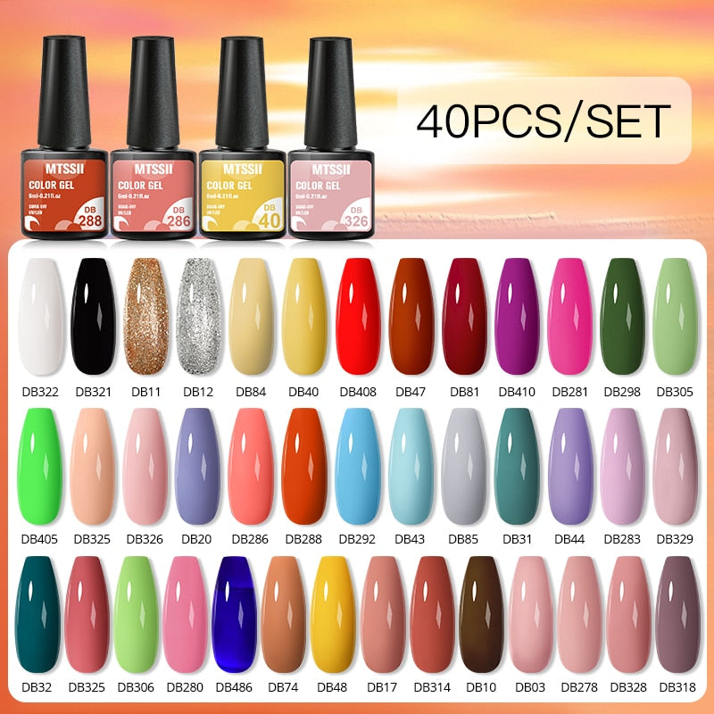 Mtssii 24/25/40/60PCS Gel Nail Polish Set Color Gel Semi Permanent UV Led Varnish Nail Art Design Soak Off Gel Set Nail Gel Set ZH20160
