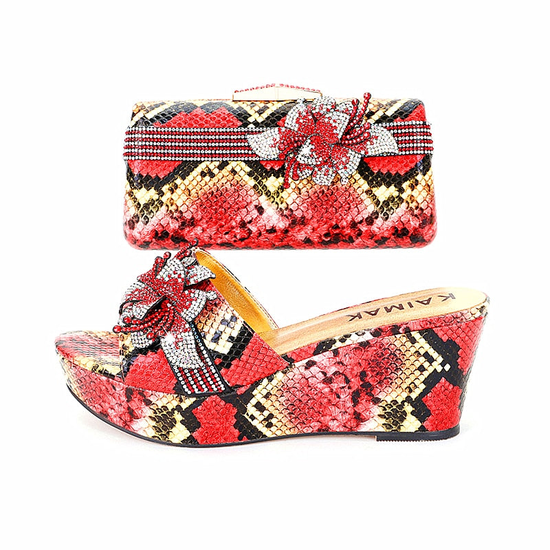 Italian Design Shoe Bag Set Women Summer Thick Bottom -Suitable for Wedding Party Size 37 to Size 44 1