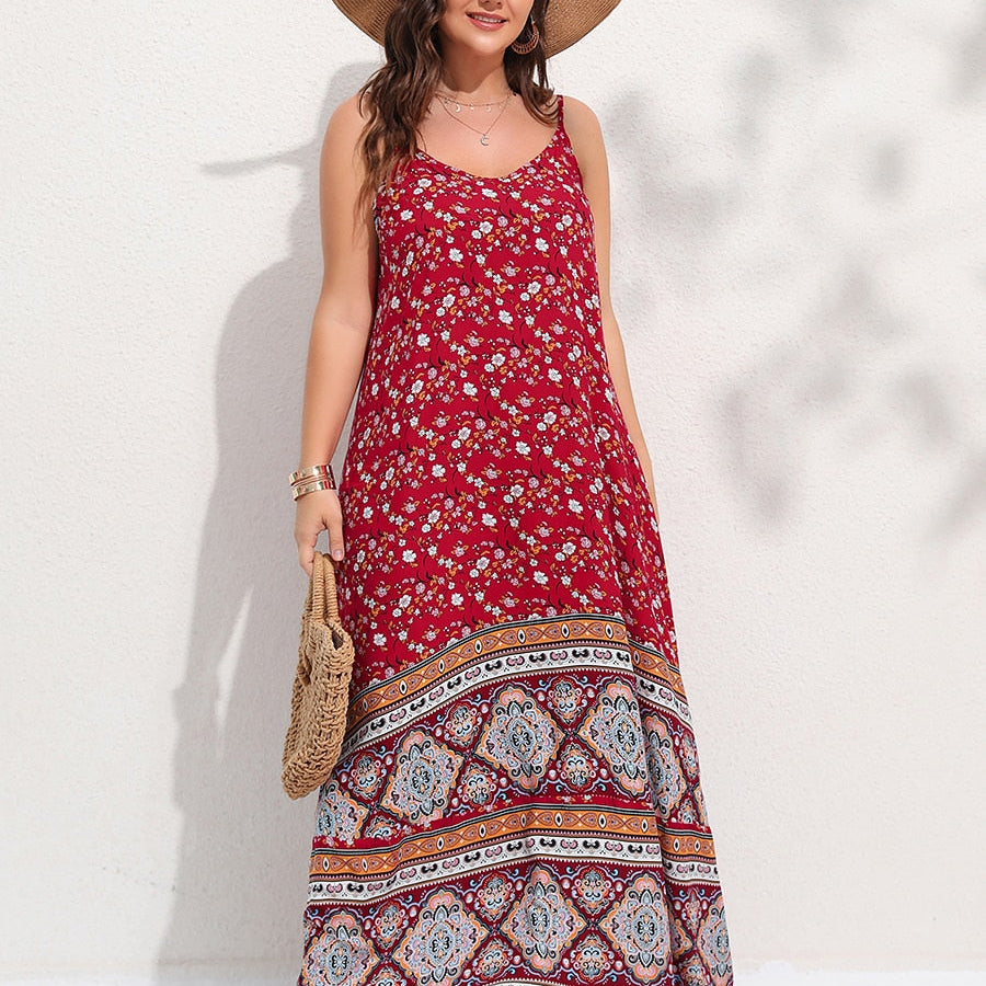 Finjani Women's Dress Plus Size Cami Dresses Summer Backless Maxi Dress Floral Print Formal Party Dresses 2023