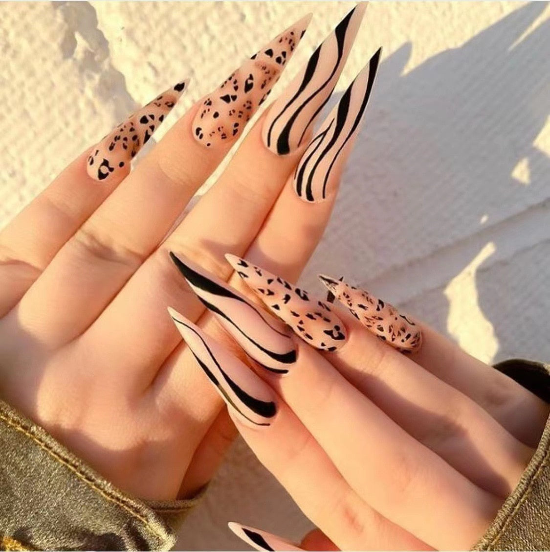 Acrylic Fake Nails Wearable Long Sharp Nail Broken Diamond Butterfly Dot Diamond Full Cover Nail Tips Set Press On Nails New