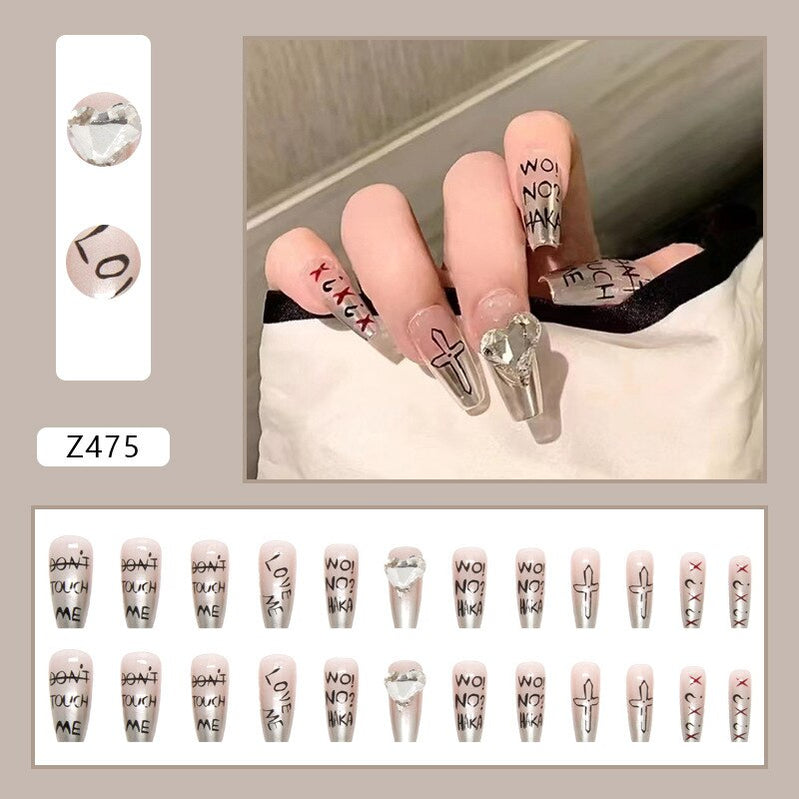 24Pcs/Box Sweet Short Round/Square Head False Nail Art Full Cover Detachable Artificial Fake Nails Ballerina Press on Nails Tips Z475