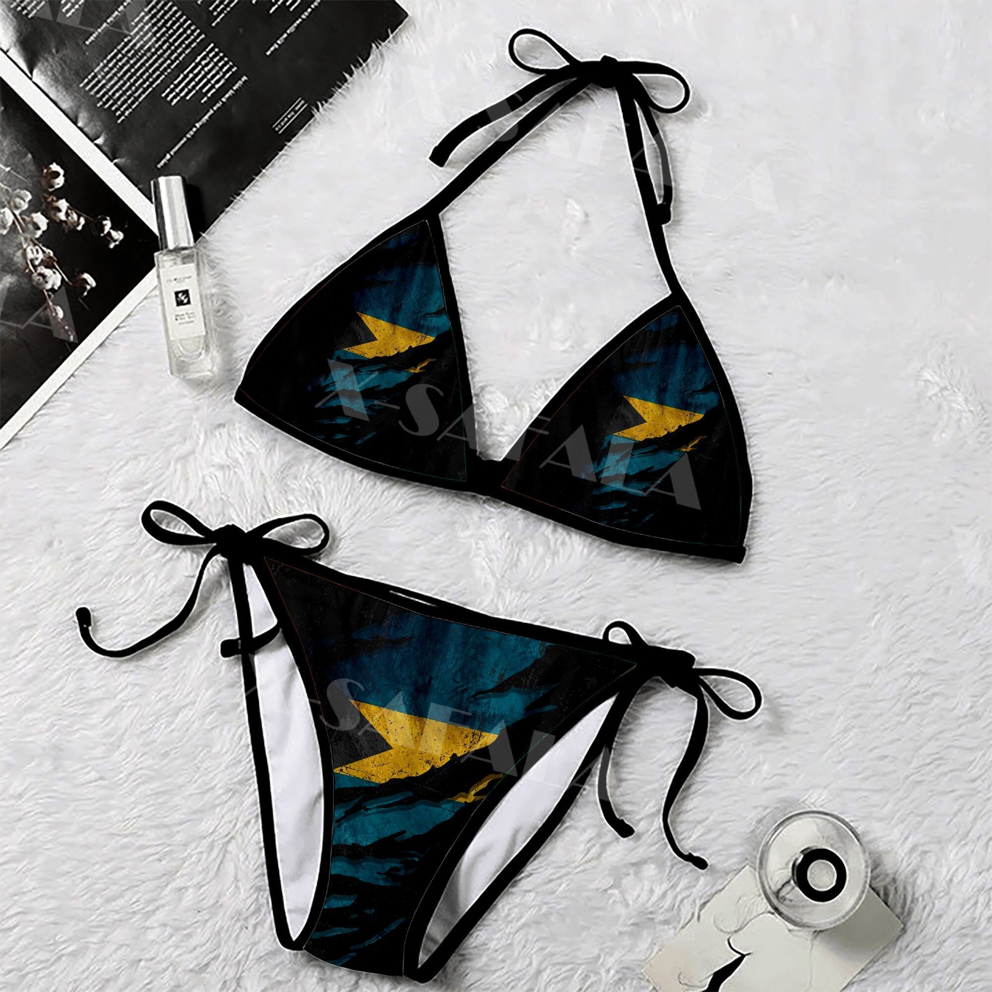 The West Indies Beautiful Bahamas Flag 3D Print Women Micro Bikini Set Summer Beachwear Sexy Beach Bathing Suits