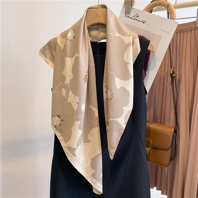 Fashion Print Printing Twill Silk Square Scarf for Women Hijab Muslim Headband Bandana Summer Shawl Beach Stoles Echarpe FN89-3