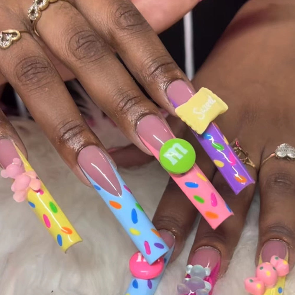 41Style Diamond Stiletto Coffin Long Nail Europe America Handwork Customization Cosplay Party Full Cover Fake Nails Woman Gift