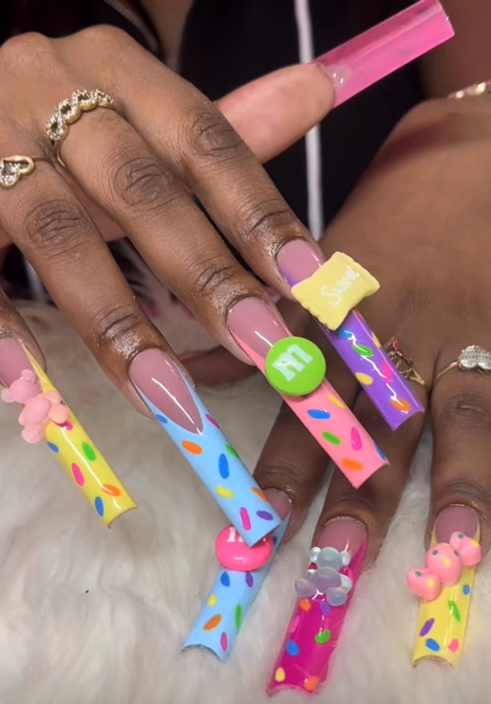 41Style Diamond Stiletto Coffin Long Nail Europe America Handwork Customization Cosplay Party Full Cover Fake Nails Woman Gift