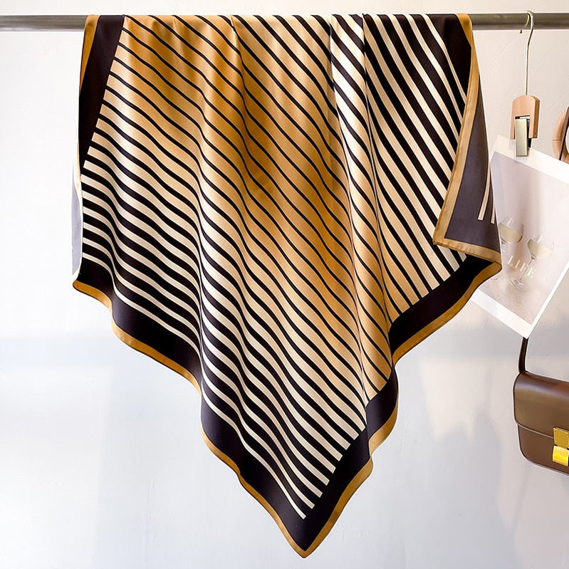 Fashion Print Printing Twill Silk Square Scarf for Women Hijab Muslim Headband Bandana Summer Shawl Beach Stoles Echarpe FN136-1