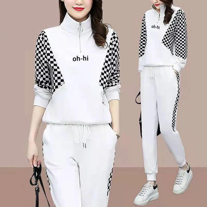 Women Clothing Set Long Sleeve Autumn Winter Sweatshirt+Pants 2Pcs Suit Casual Sportswear Letter Female Fashion Streetwear