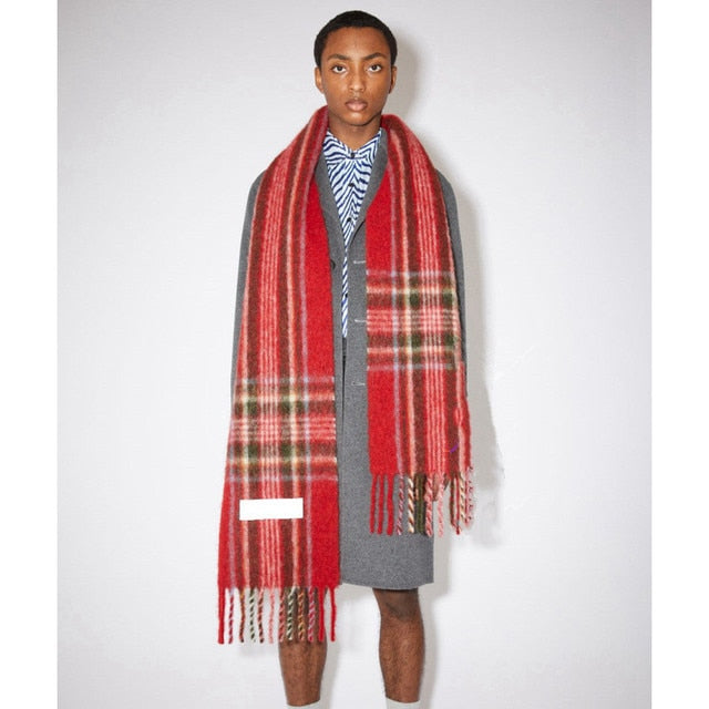 New Scarf Autumn and Winter Multicolor Thickened Plaid Scarf The Same Length Warm Shawl For Men and Women Scarves