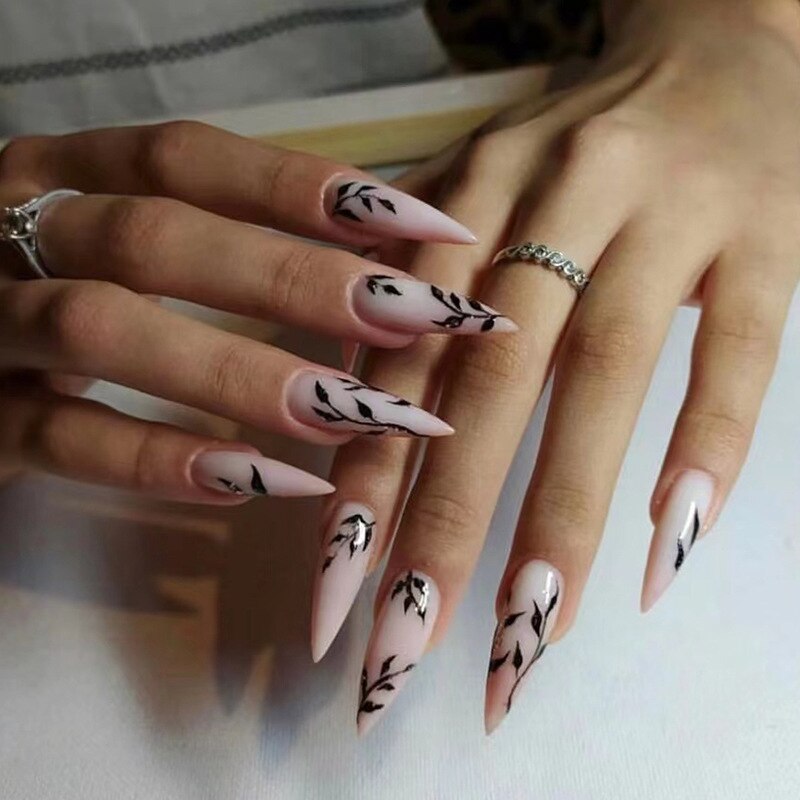 Acrylic Fake Nails Wearable Long Sharp Nail Broken Diamond Butterfly Dot Diamond Full Cover Nail Tips Set Press On Nails New