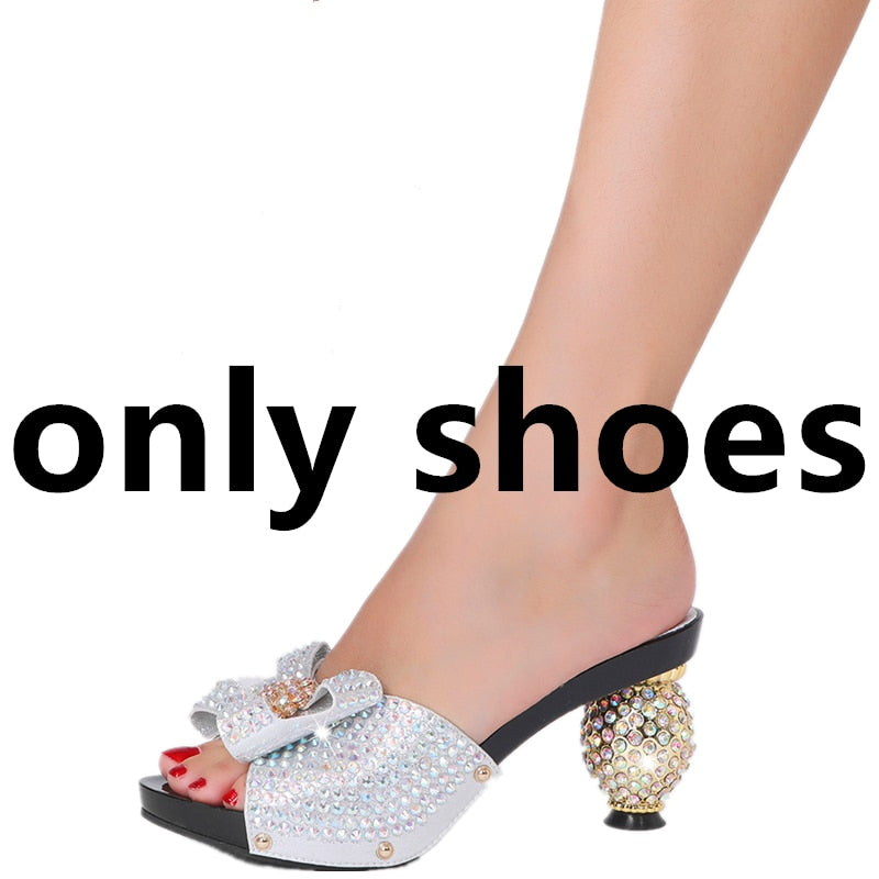 Diamond Ladies Slippers New Popular High Heels Spring Summer Plus Size Suitable for Wedding Party Birthday Ball Wear shoe 1