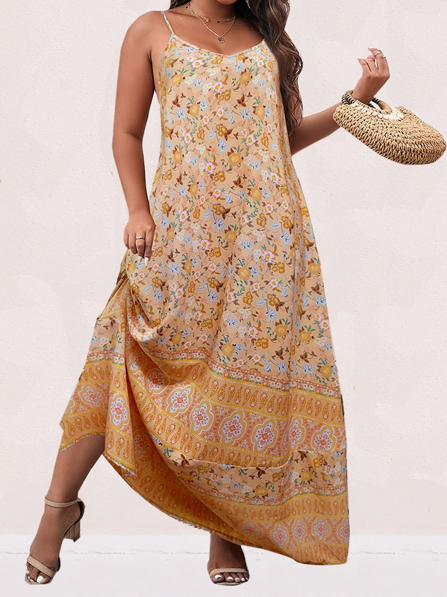 Finjani Women's Dress Plus Size Cami Dresses Summer Backless Maxi Dress Floral Print Formal Party Dresses 2023