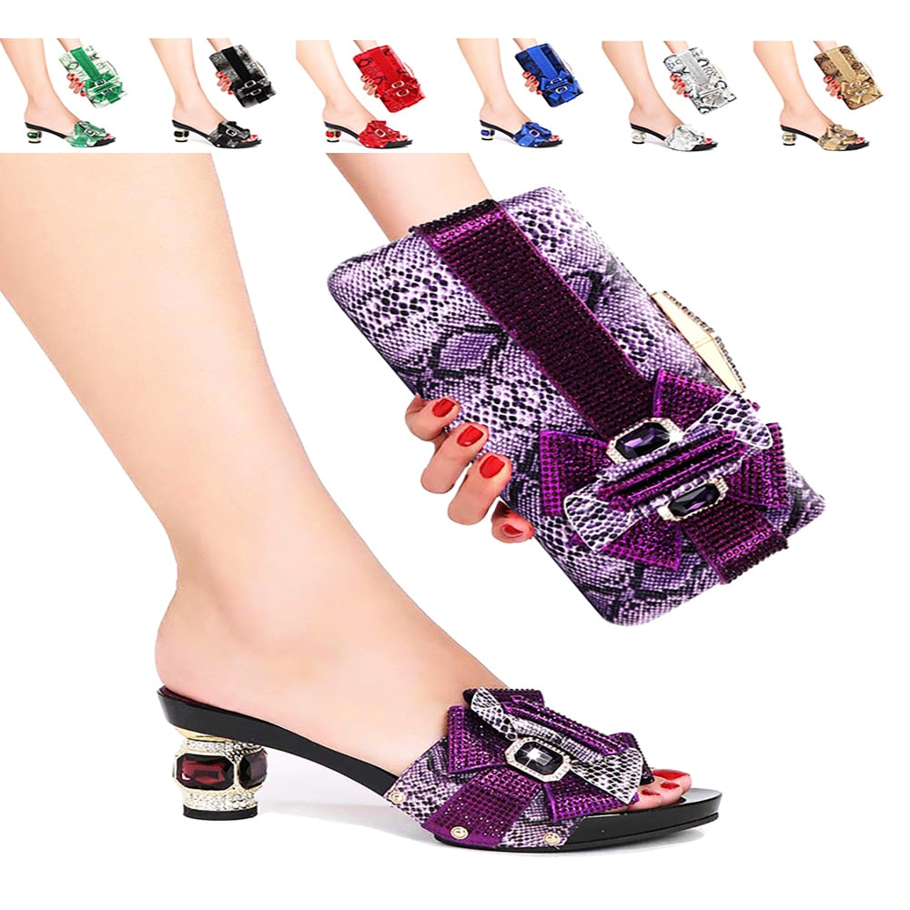 Italian Design Shoes Matching Bag Set Flip Flops Women Slides African Ladies Pumps For Dress