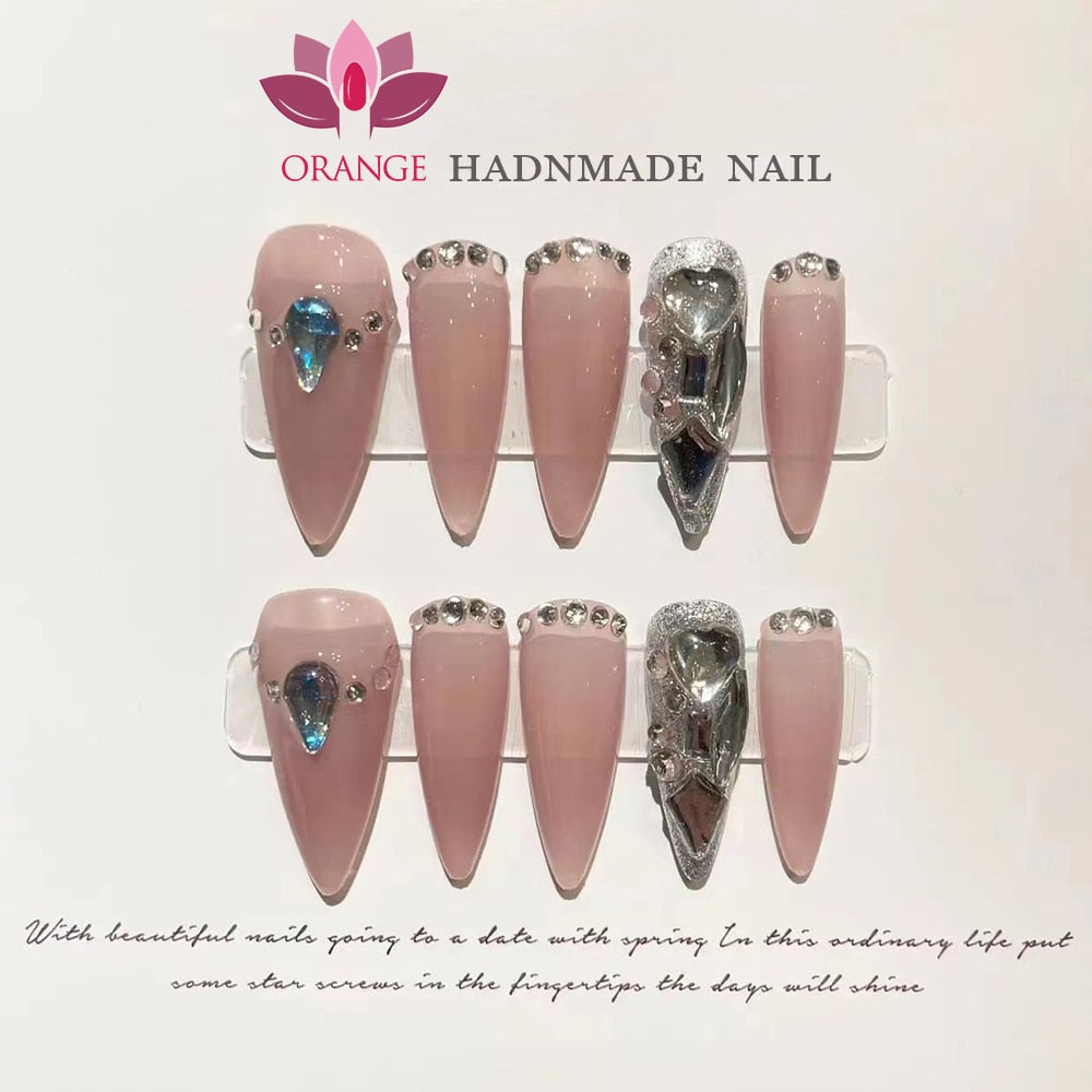 Handmade Stiletto Press On Nail Professional Design Full Cover Japanese decorated Manicuree Wearable Nail Art XS S M L Size Nail Spain
