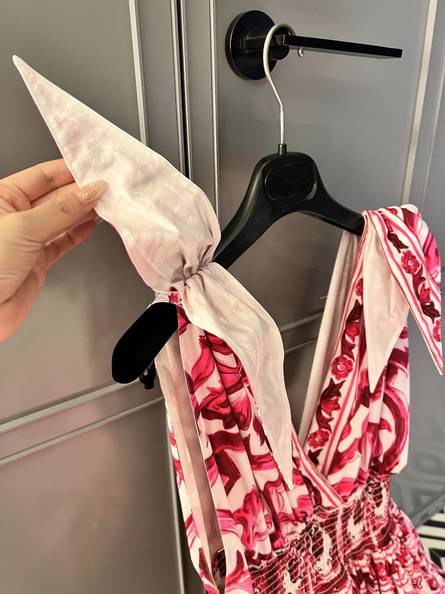 Summer Cotton Print Deep V-Neck Sleeveless Strap A-line Waist Wrap Large Hem Long Dress woman maxi skirt