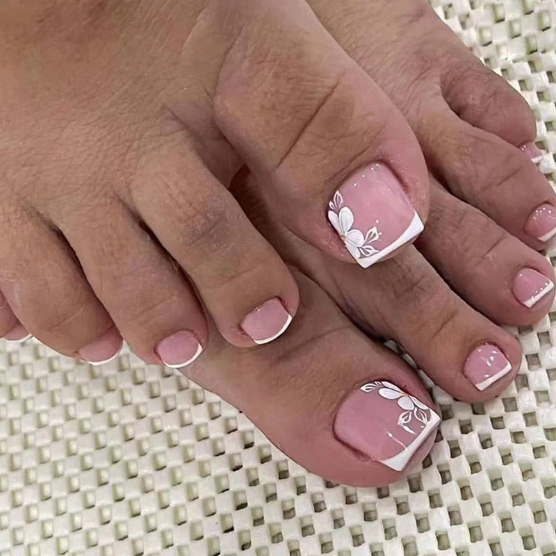 Press On Toenails Summer False Toenails For girls Cute Nail for Foot Artificial Nail tips Full Cover Nails feet False Nails T 38
