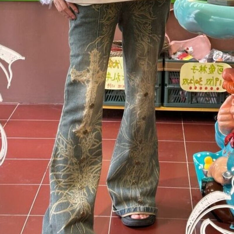 Y2K Vintage Women Korean Casual Streetwear Oversize Cargo Aesthetic Straight Trousers Wide Leg Jeans Grunge Denim Pants Clothes