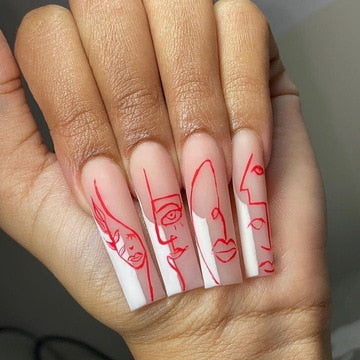 Fake Nails Heart Pattern Full Cover Fake Nails DIY Glue Press On Nails Nail Supplies For Professionals