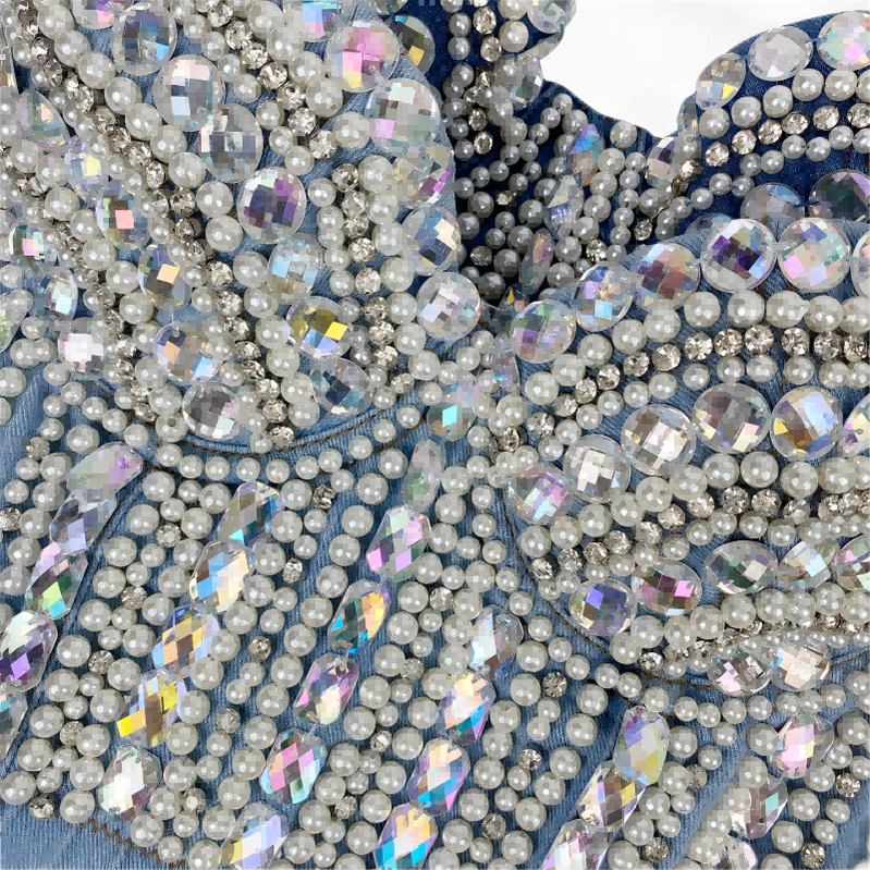 SXTHAENOO Women's Heavy Industry nailed beaded Diamond-Studded Sexy Crop Top Fashion Denim Sling Top Vset топ женский