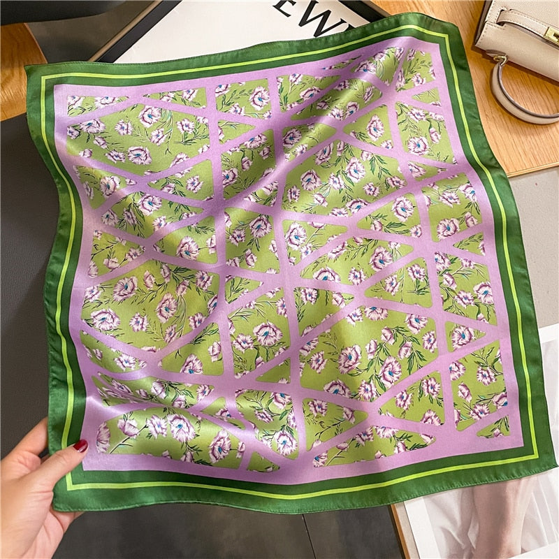 Classice 100% Silk Square Scarf Women Print Stripe Hair Band Wrist Foulard England Style Neckerchief Bandana Echarpe FZ198-1