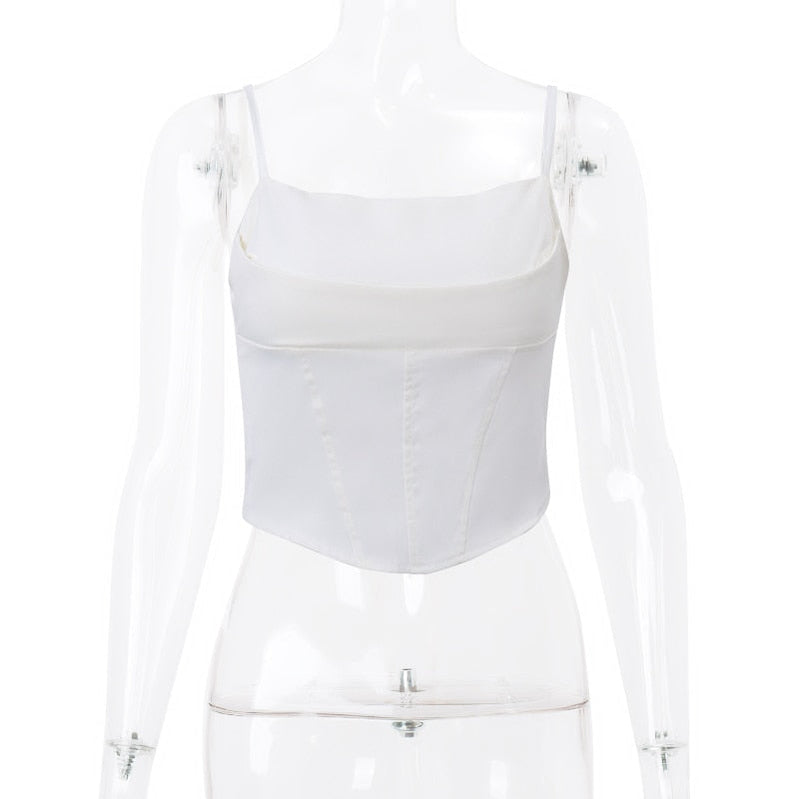 Xeemilo Spaghetti Strap Tank Top Sexy Backless Bandage Skinny Crop Tops 2023 Summer Elegant Lace Up Party Streetwear Women Camis