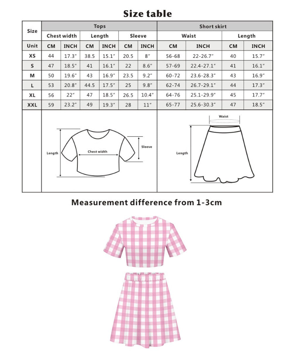 Margot Cosplay Pink Plaid Dress Up Hat Women Costume Movie Roleplay Fantasia Halloween Party Clothes For Disguise