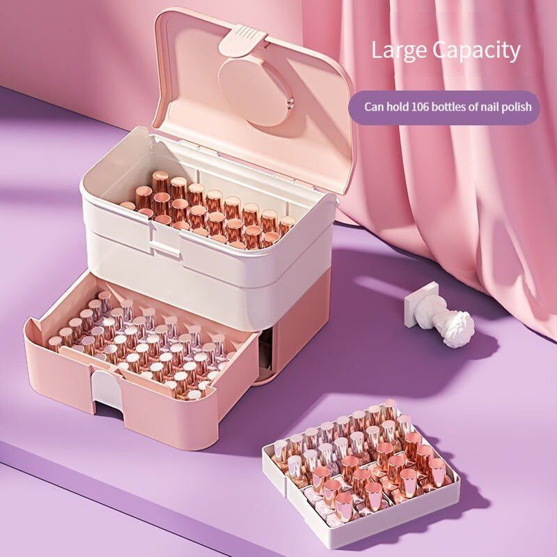 Portable Nail Tools Storage Box Anti-dust Nail Polish Plastic Storage Box Large Capacity Storage Nail Enhancement Box