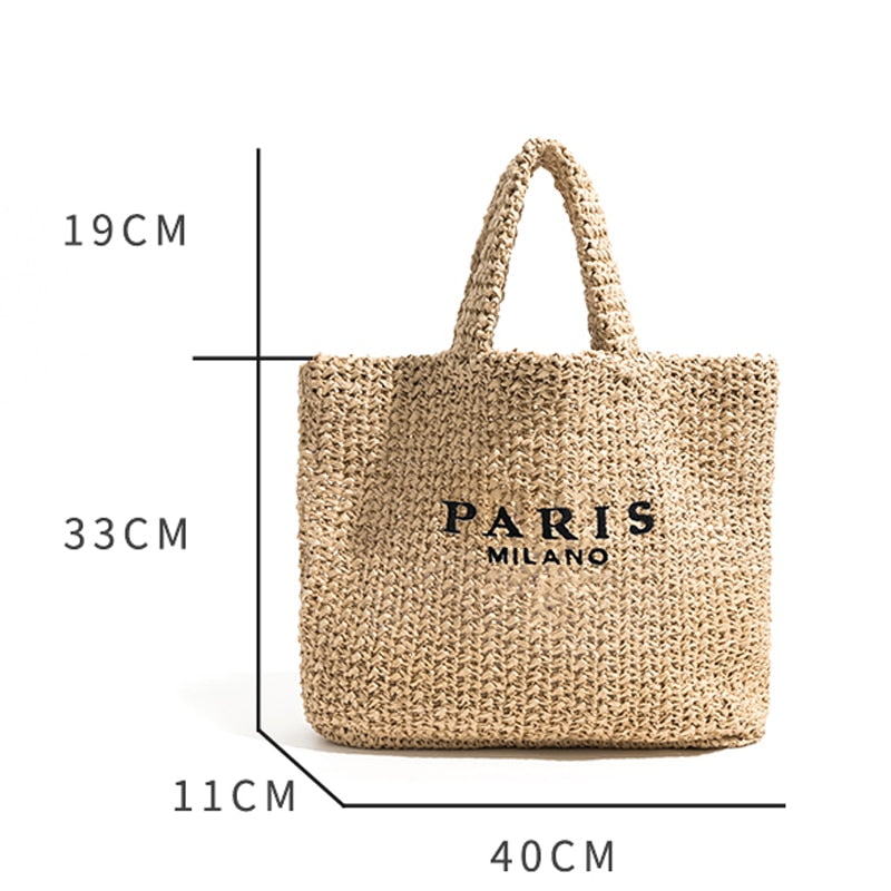 Fashion Large Capacity Straw Tote Bag Designer Letters Women Handbags Handamde Woven Summer Beach Bag Casual Bali Big Purse