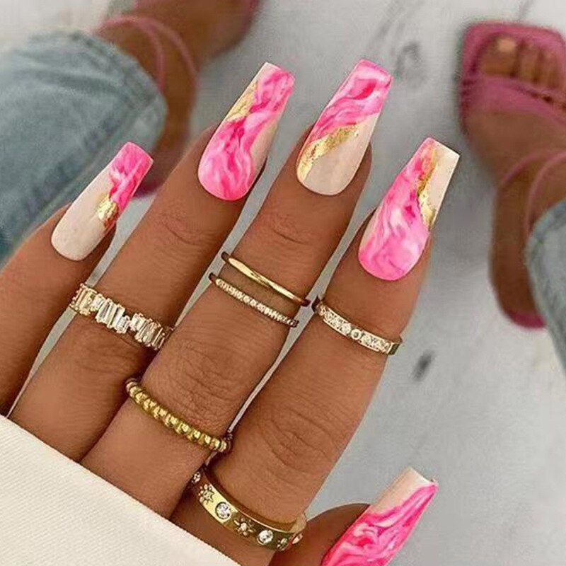 Acrylic Fake Nails Wearable Long Sharp Nail Broken Diamond Butterfly Dot Diamond Full Cover Nail Tips Set Press On Nails New