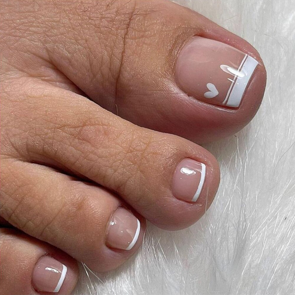 Press On Toenails Summer False Toenails For girls Cute Nail for Foot Artificial Nail tips Full Cover Nails feet False Nails T 14