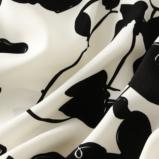 Willow Flower Chiffon Floral A- line Skirt Women's Spring Summer 2023 New High Waist Printed Long Skirt Female