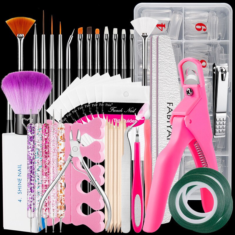 500pcs/Box Fake Nail Tips Kit Clear/Natural,Full /Half Cover French False Nail File Art Acrylic Finger UV Manicure Tools