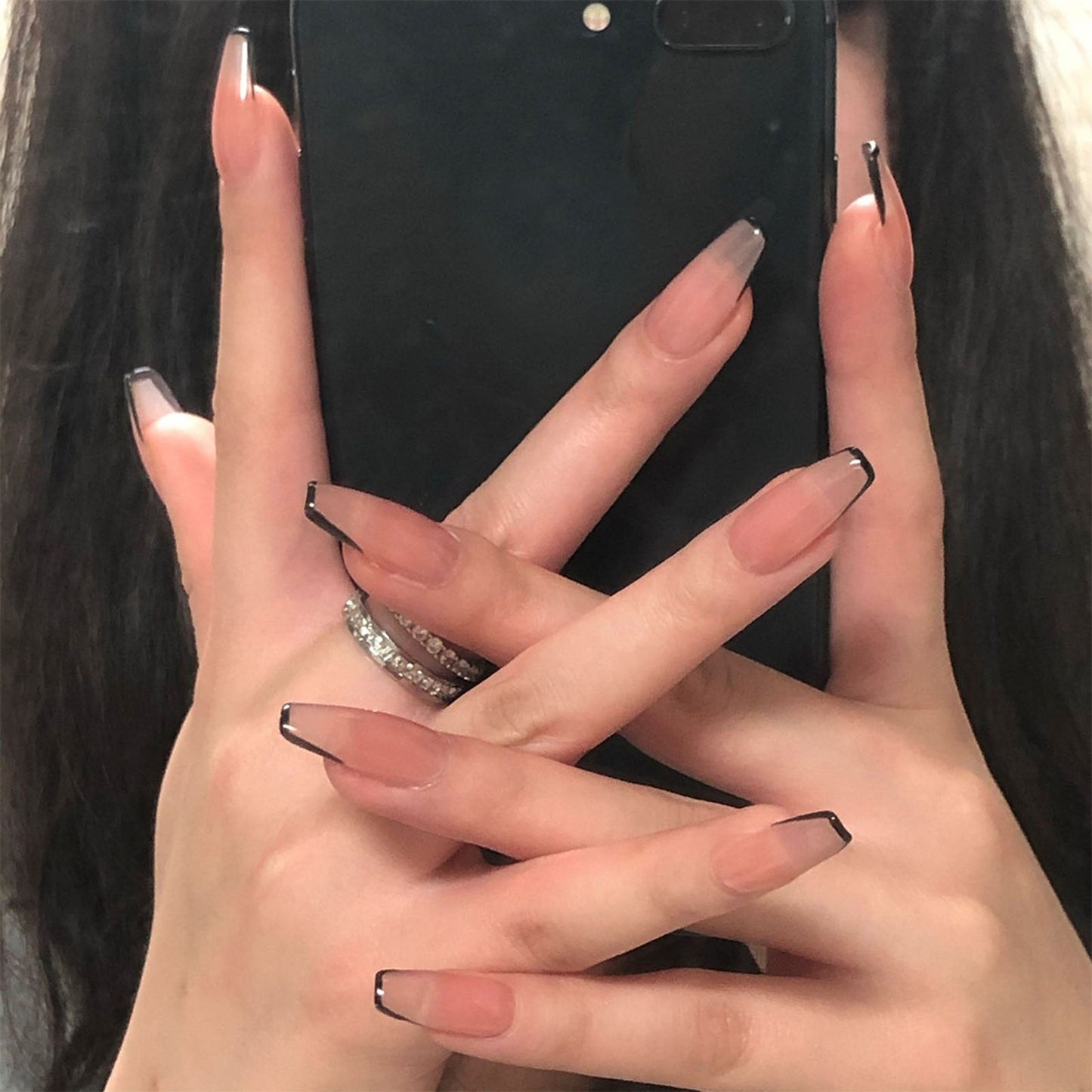24Pcs/Set Fake Nails With Glue Full Cover Nail Tips Press On Med Nails DIY Manicure Oval Head False Nails Pink Almond Artificial