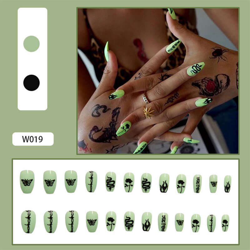 24Pcs/Box White French Fake Nails Press on Long XL Length Rhinestone Design False Nails Full Cover Acrylic Nail Tips