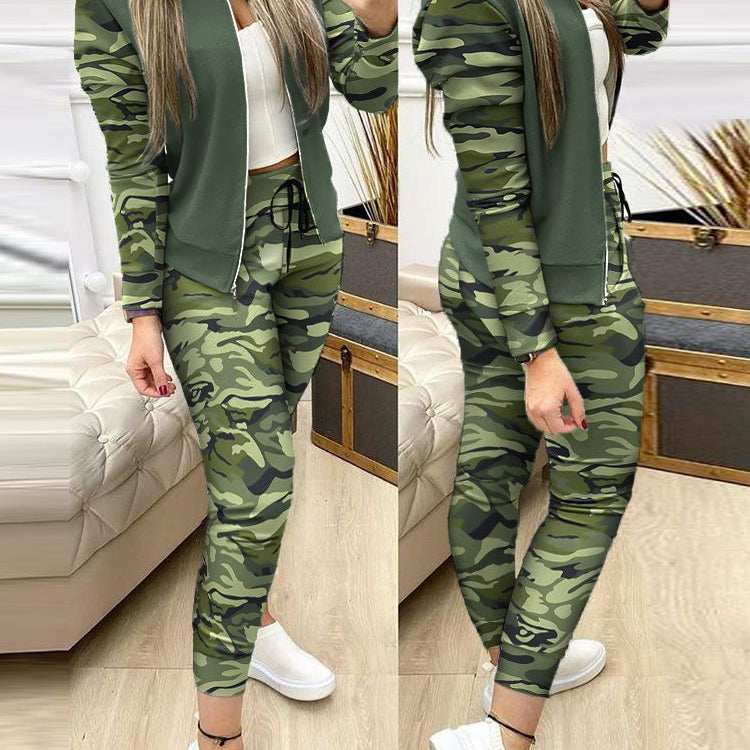 Women Two Piece Set Outfits Autumn Women's Tracksuit Zipper Top And Pants Casual Sport Suit Winter 2 Piece Woman Set Green