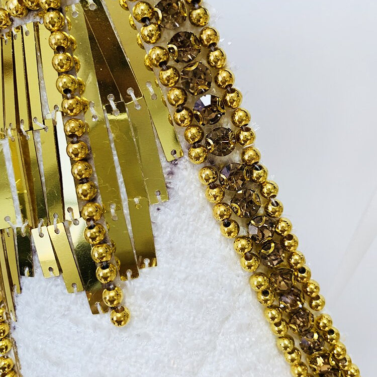 HIGH STREET Newest Fashion Designer Tops Women's Stunning Metallic Diamonds Beaded Halter Neck Tweed Camis Tank Tops