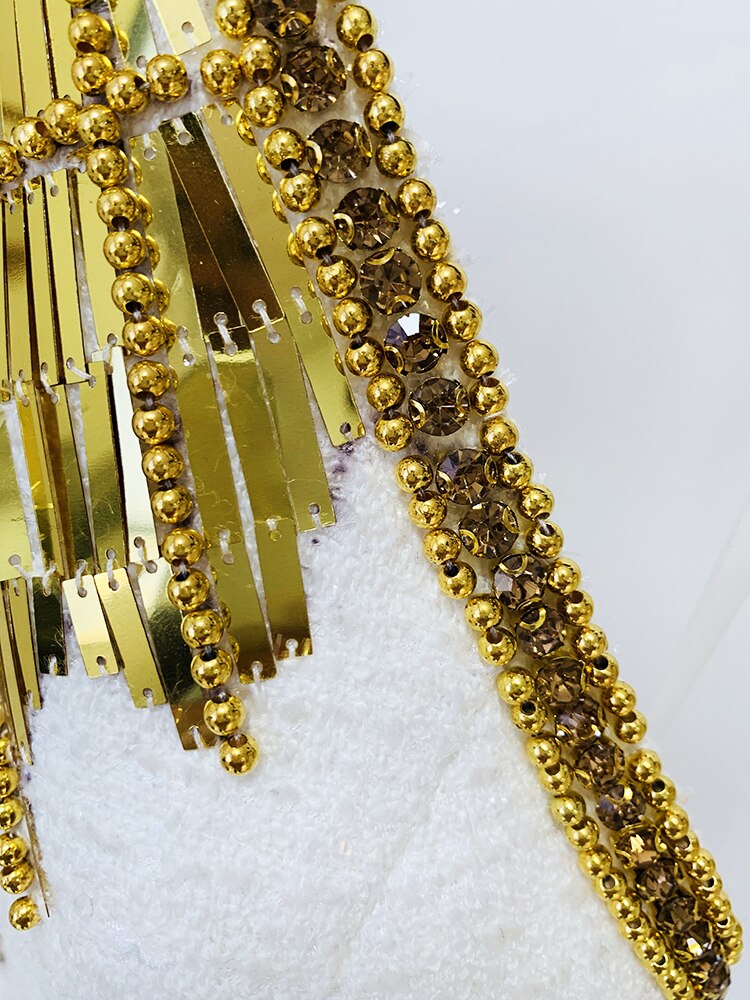 HIGH STREET Newest Fashion Designer Tops Women's Stunning Metallic Diamonds Beaded Halter Neck Tweed Camis Tank Tops