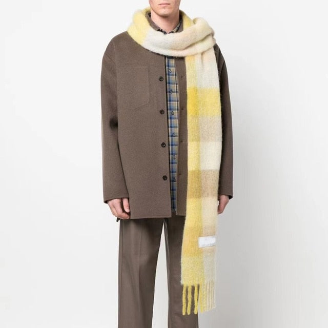 New Scarf Autumn and Winter Multicolor Thickened Plaid Scarf The Same Length Warm Shawl For Men and Women Scarves