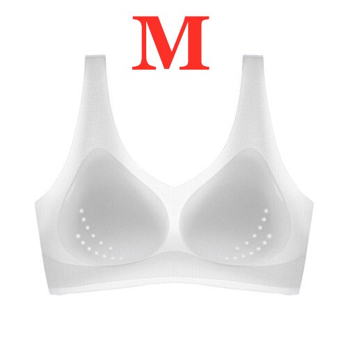 Youpin Women's Ice Silk Seamless Bra Ultra-thin No Steel Ring Breathable Antibacterial Gather One Piece Breathable Underwear White M