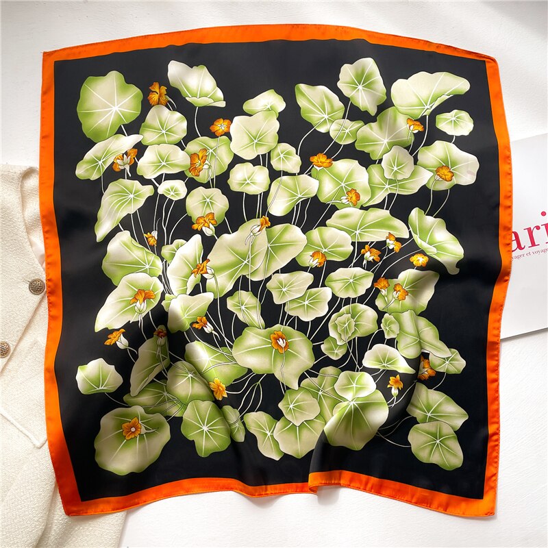 Fashion Wraps Satin Hijab Luxury Square Scarf for Women Hair Bands Ribbon Headband Silk Shawl Neckerchief Female Bandana FJ661-3