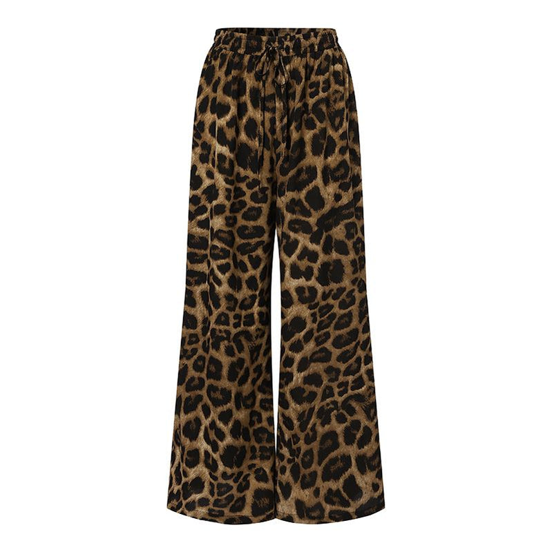 Fashion Women Leopard Print Pant Sets Casual Loose Tops and Pant Outfits Autumn Wide Leg Pant Leisure Two Piece Sets