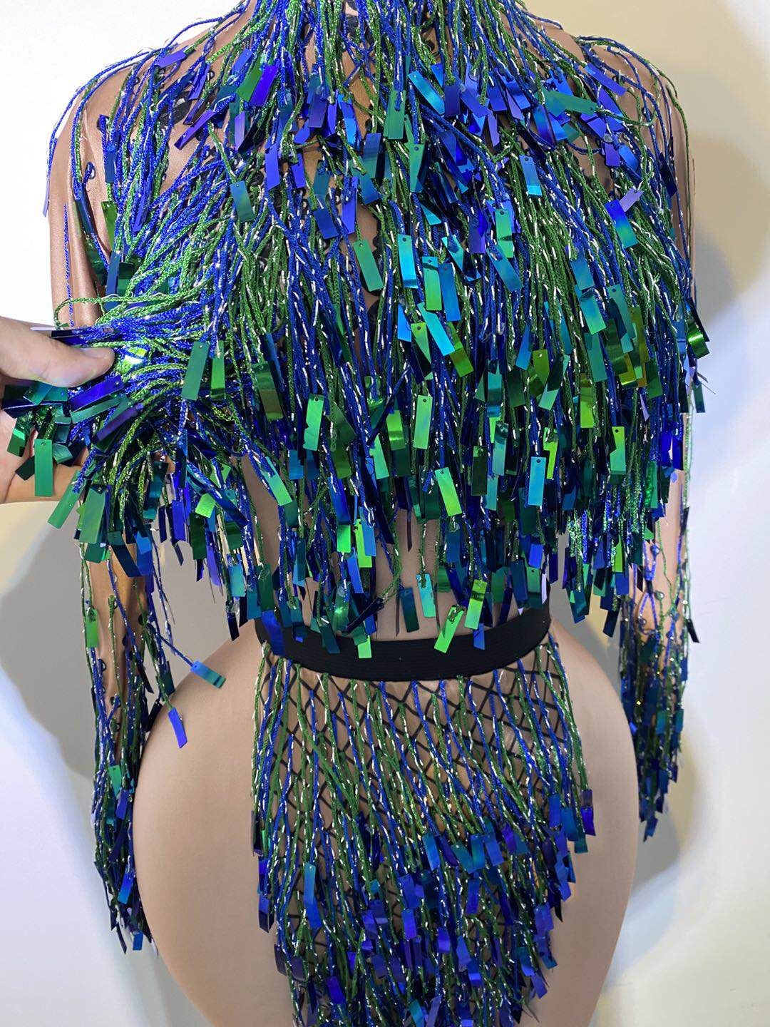 Latin Dance Costume Sequin Fringe Tassel Stage Outfit Dress for Women Ballroom Competition Dresses Night Party Clubwear