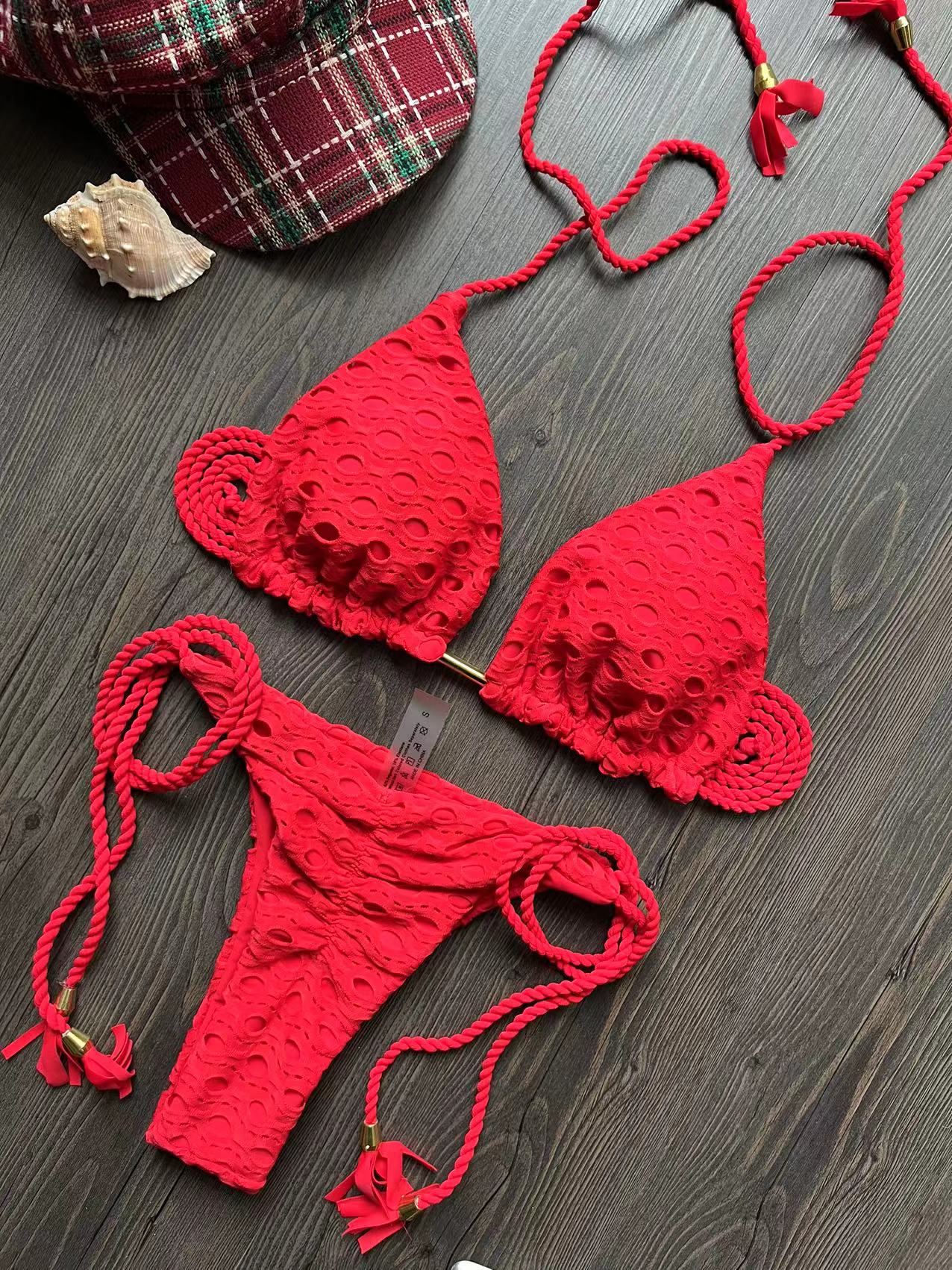 Sexy Bikini Set Swimsuit Mesh Swimwear Women white Bathing Suit Halter Top Patchwork Beachwear Women's Swimming Suit 8288