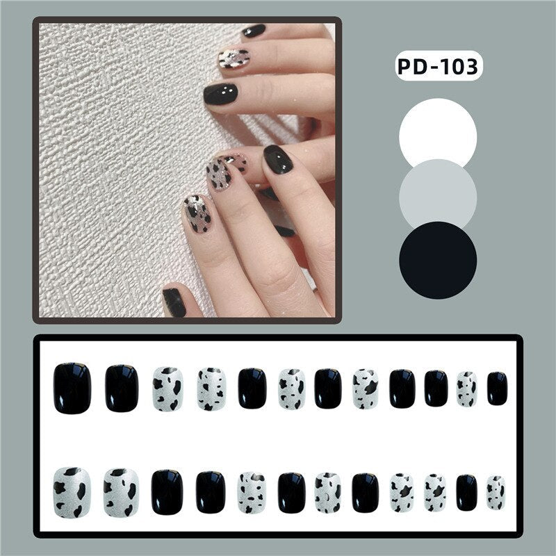 24pcs Lemon Short Wear Tips Nail False Patch Press on Nails Supplies for Professionals Artifical Fake Nails Faux Ongles Uñas