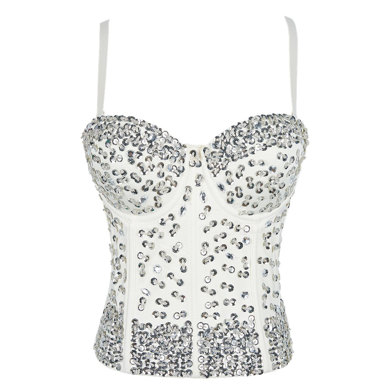 New Women Sexy Fashion Crop Top Diamond Flower Strapless Vest Bustier Bra Night Club Party Tank Top Female HR00280201