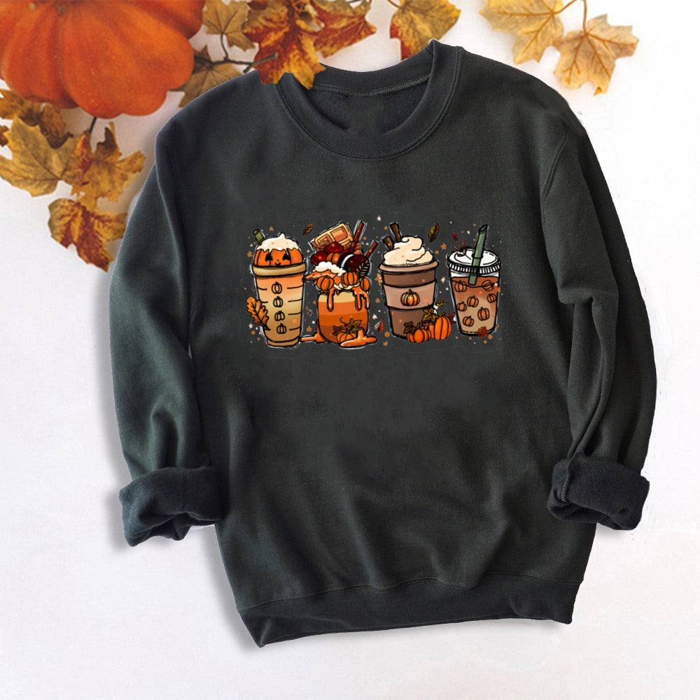 Fall Coffee Shirt Cute Fall Sweatshirt Halloween Pumpkin Spice Shirt Womens Fall Sweater Tis The Season Halloween Party Tee TM138371-USWBK