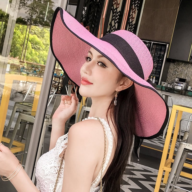 Seaside Photo Beach Straw Hat Children Summer Large Brim Sunscreen Shading Simple Fashion Large Brimmed Hat Sun Hat Beach Hat