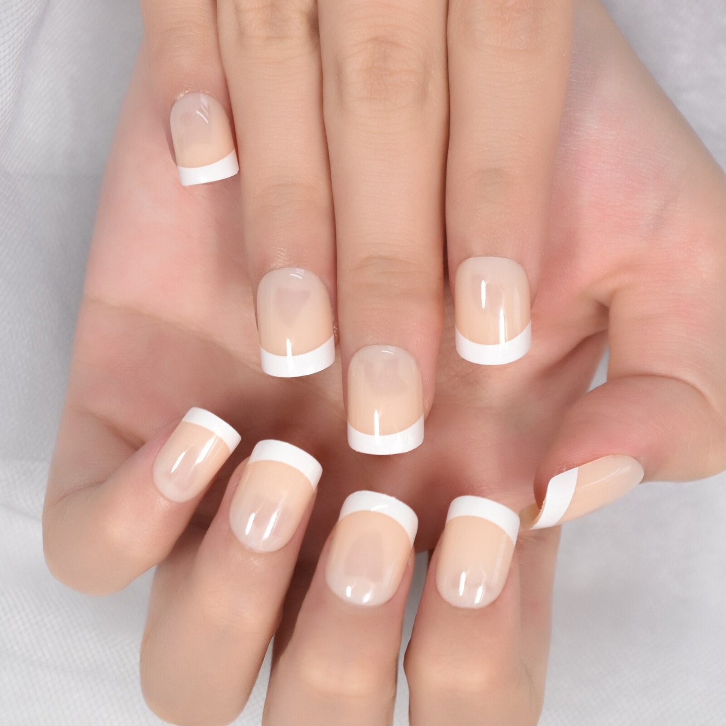 Glossy Gradient Rainbow Ombre French Press on Nails Almond Fake Nails Stiletto Oval Pointed Manicure False Nails Finger Tips