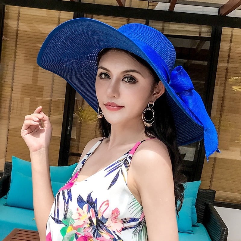 Seaside Photo Beach Straw Hat Children Summer Large Brim Sunscreen Shading Simple Fashion Large Brimmed Hat Sun Hat Beach Hat