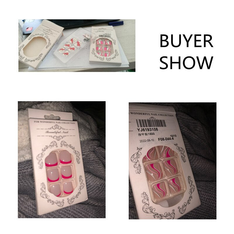 False Toenail 24Pcs/Box Toe Nail 3D Glitter Decor Press On Fake Nails With Glue Detachable Square Short Full Cover DIY Nail Tips