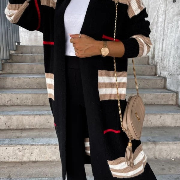 Autumn Knitting Oversize Women's Long Coat Black Long Sleeve Cardigan Loose Coats Female New Casual Trendy Ladies Clothes black